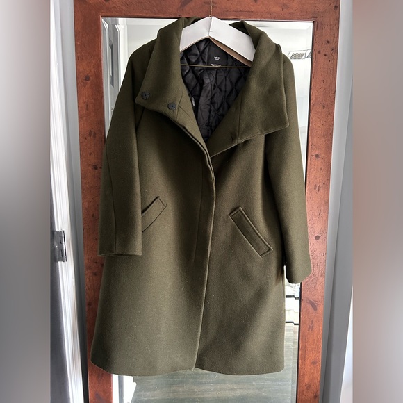 MANGO Basics Olive Green Wool Coat - Picture 5 of 8
